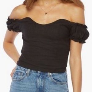 Off-the-shoulder Linen top